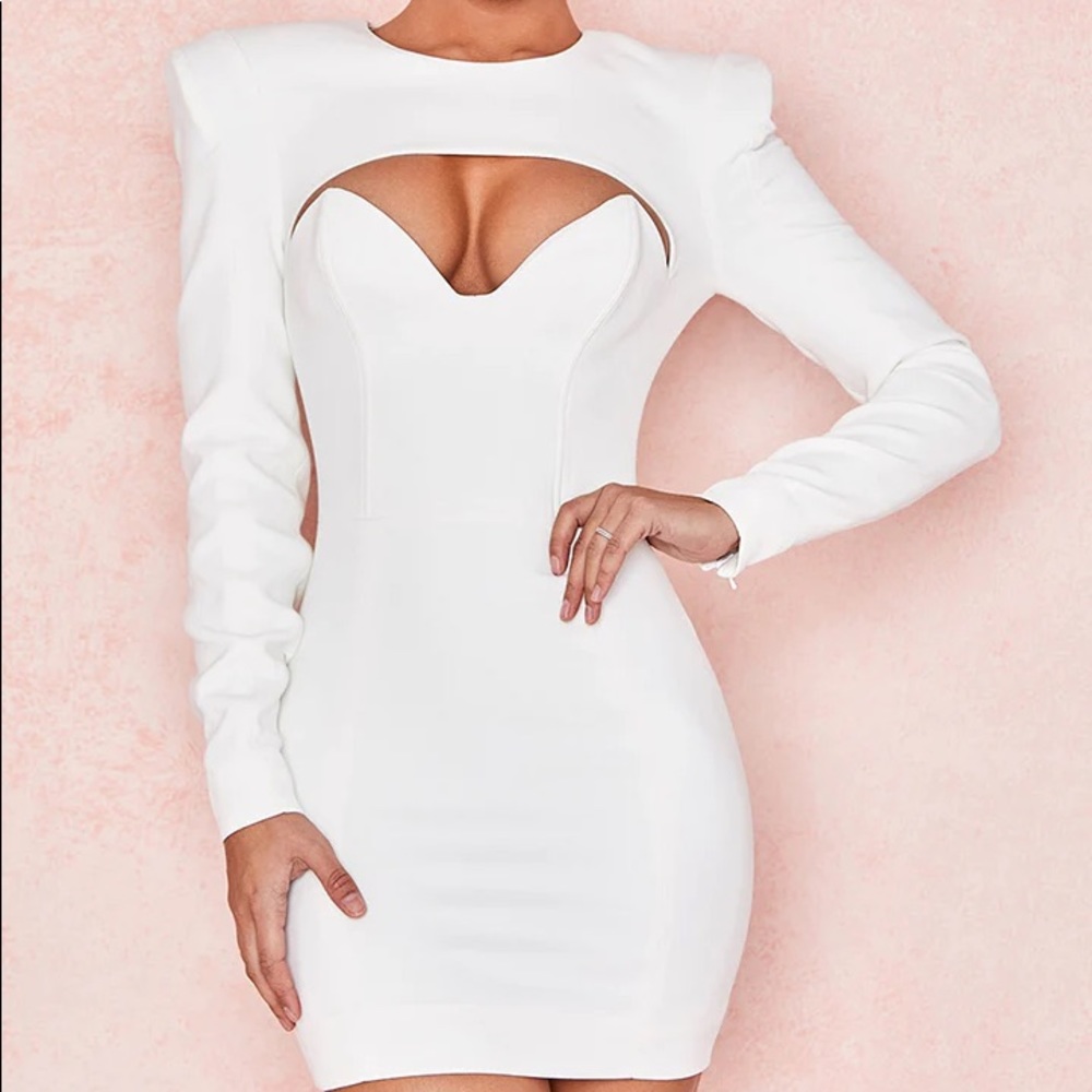 House of CB Olinda white crepe cut out dress